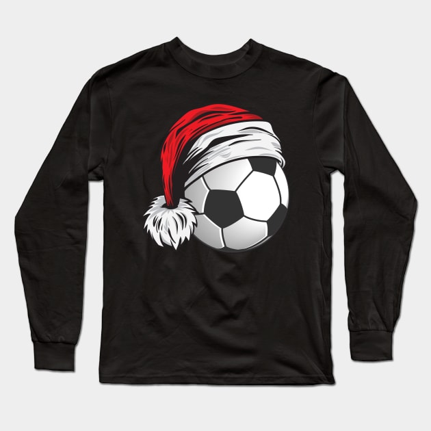 Christmas Football Ball With Santa Hat Funny Sport X-mas product Long Sleeve T-Shirt by theodoros20